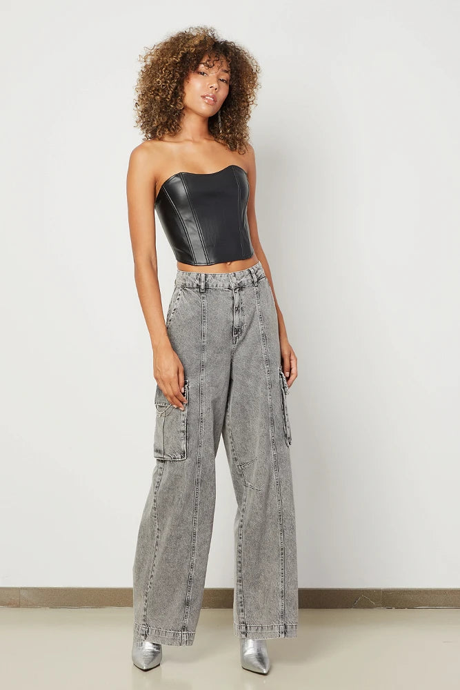 Top bustier efecto piel
