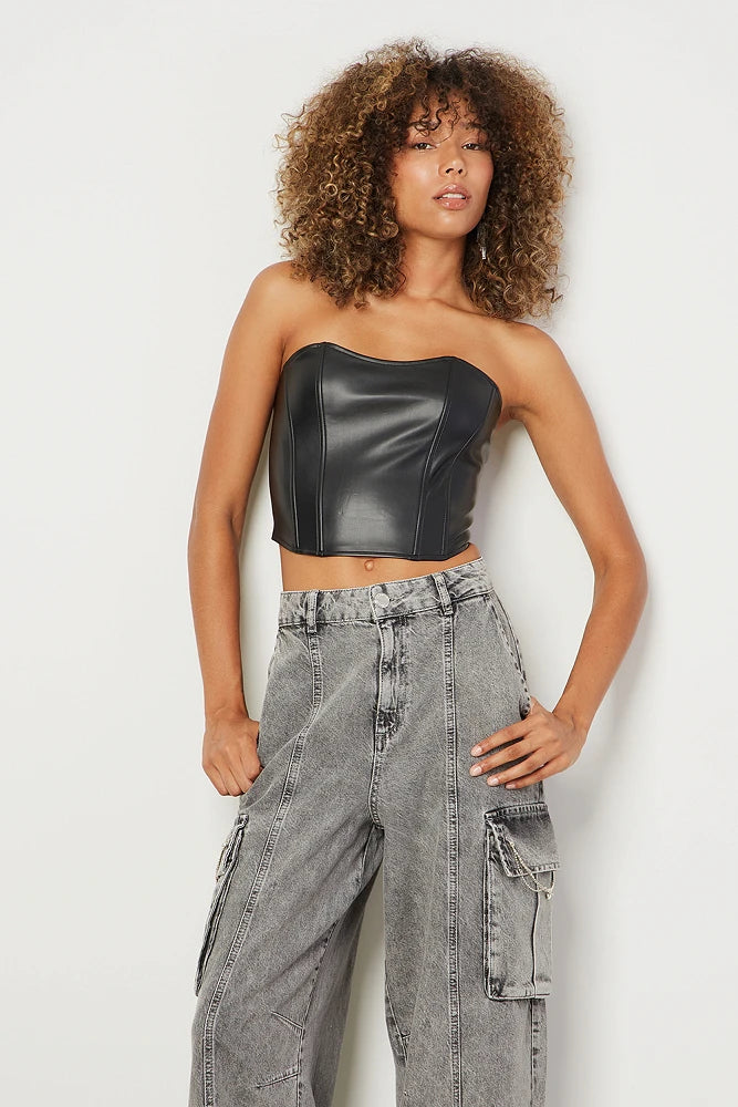 Top bustier efecto piel