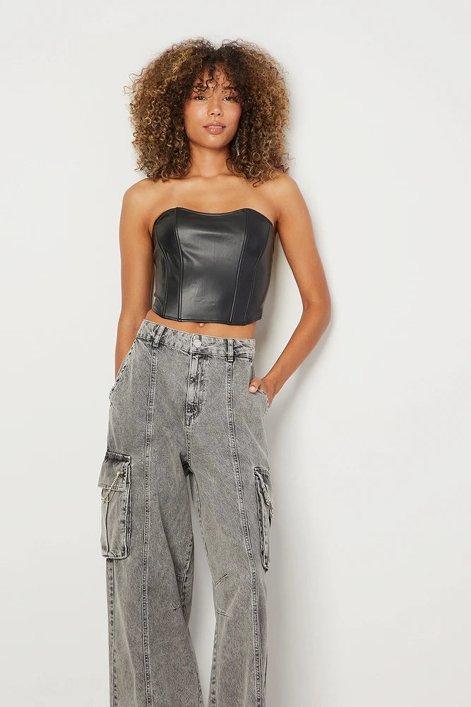 Top bustier efecto piel