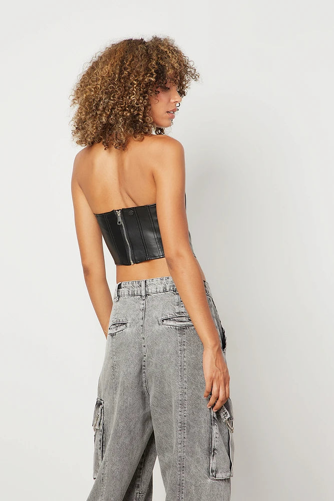 Top bustier efecto piel