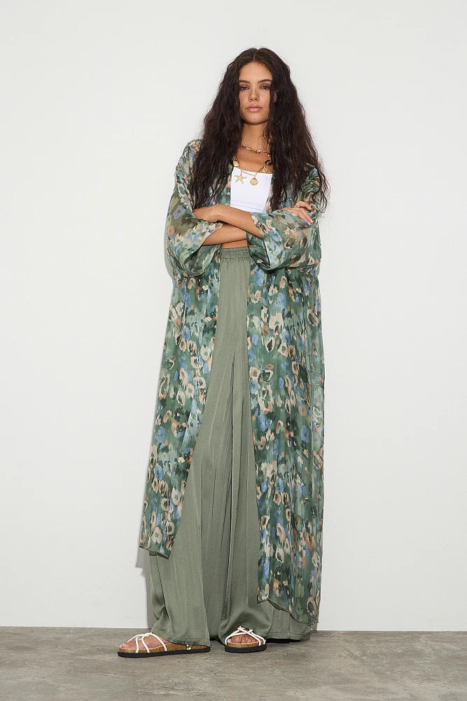 Kimono maxi estampado