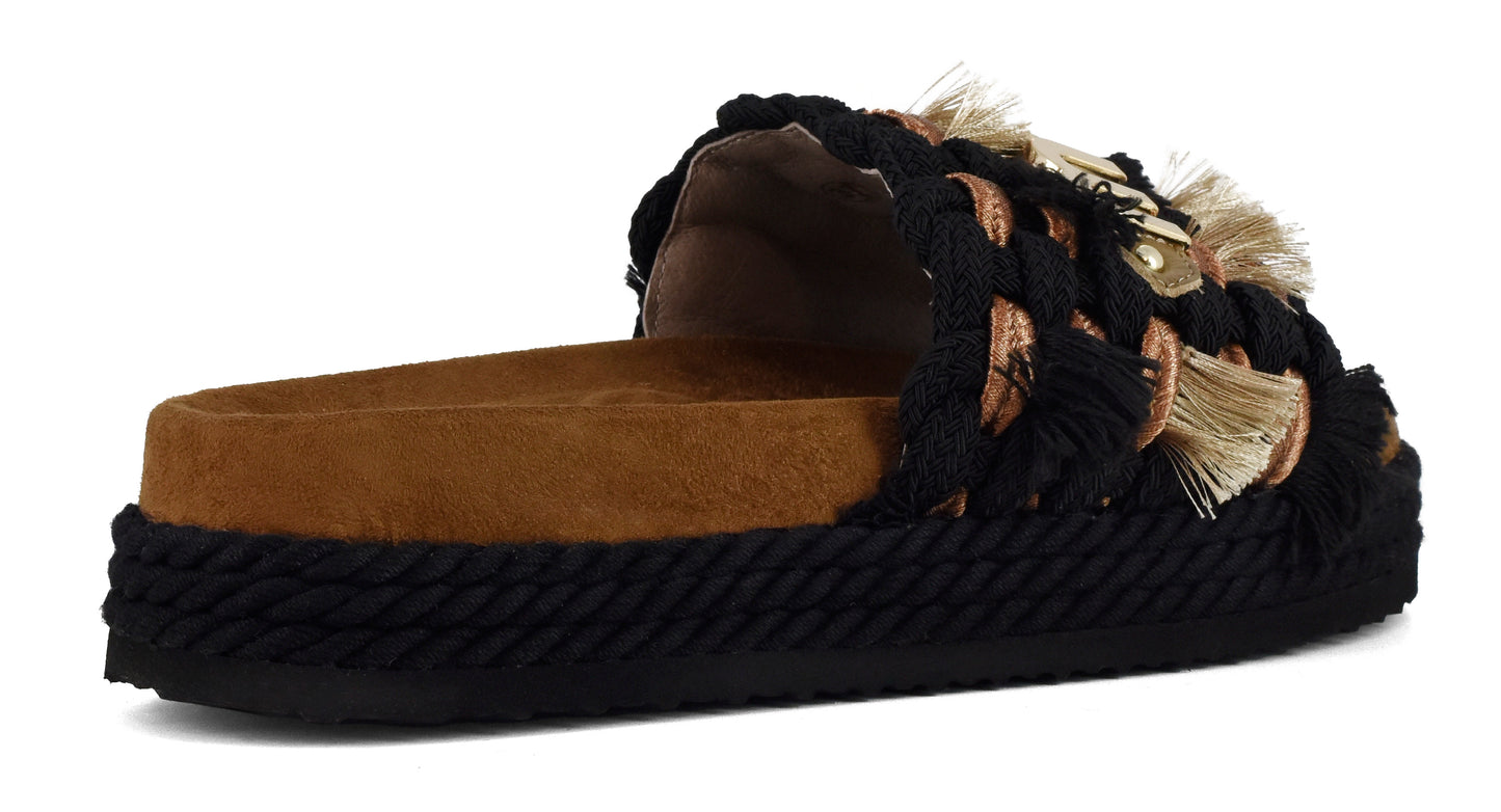 Sandalias monobanda con flecos