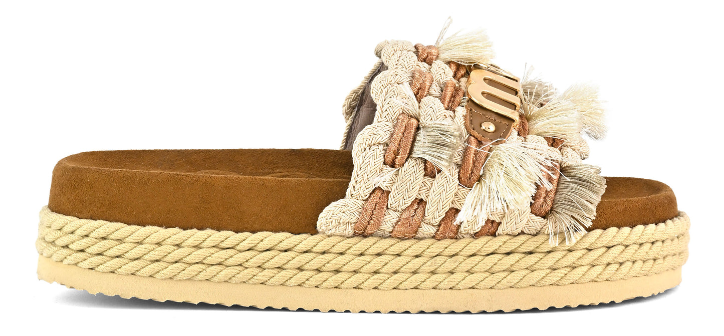 Sandalias monobanda con flecos