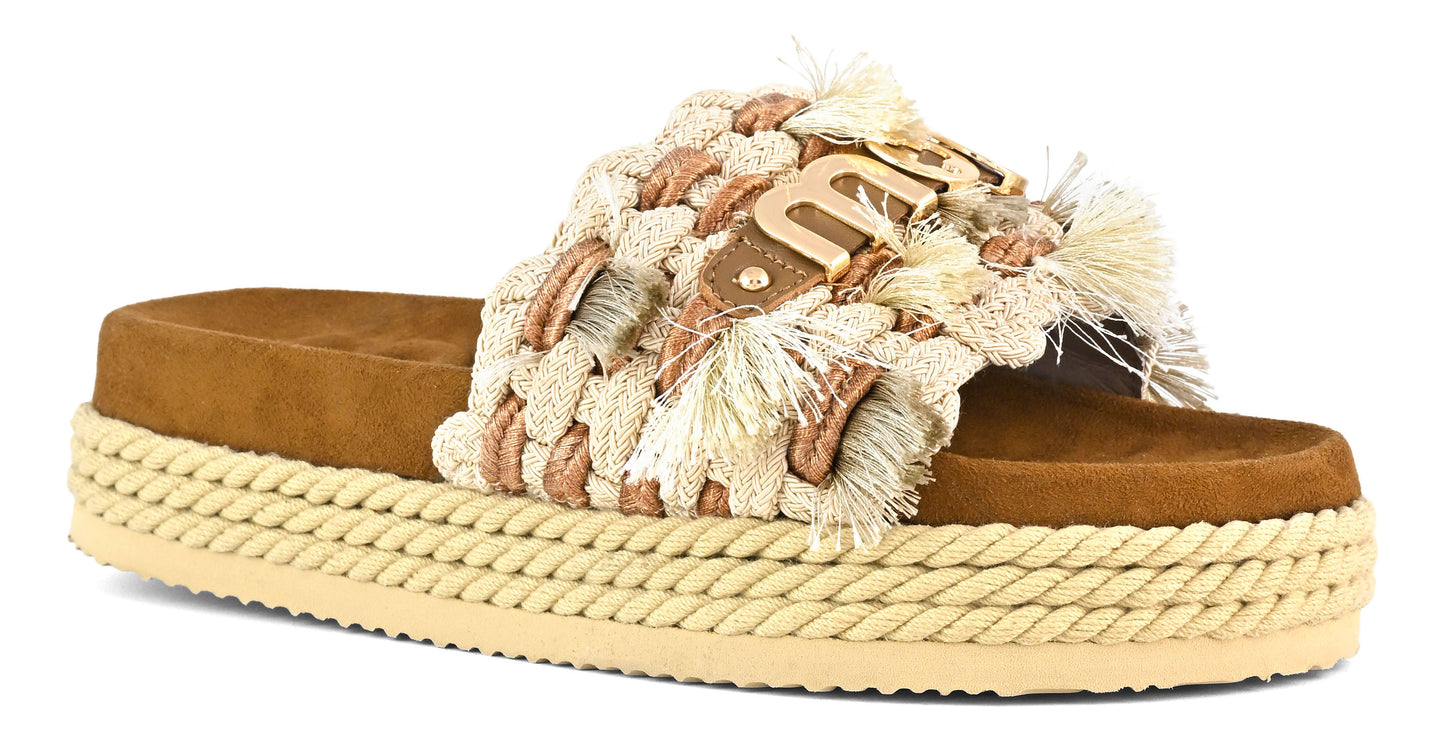 Sandalias monobanda con flecos