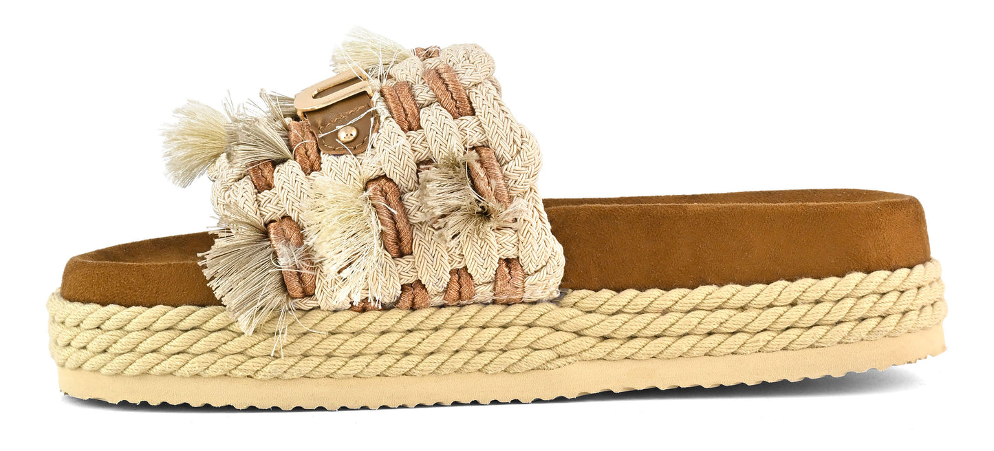 Sandalias monobanda con flecos
