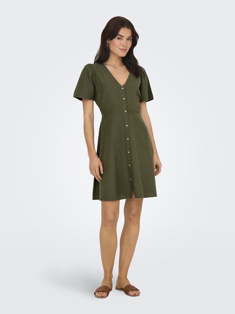 Vestido corto con botones y escote en pico Noos