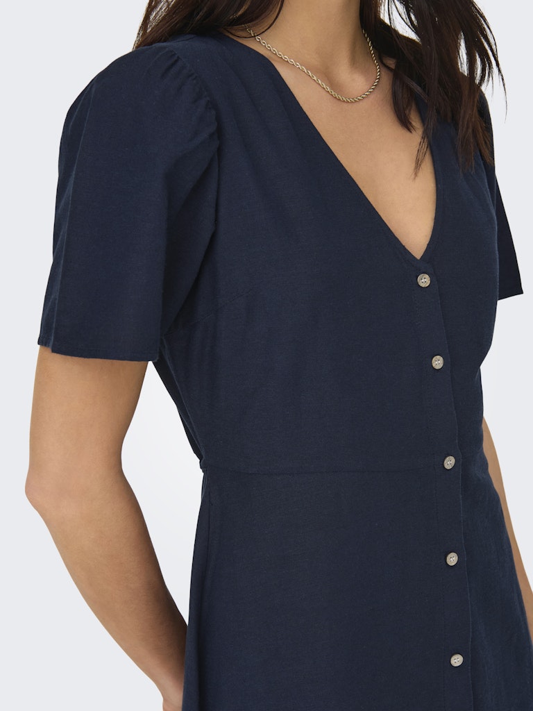 Vestido corto con botones y escote en pico Noos