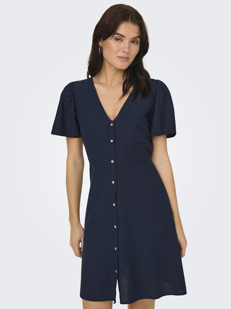 Vestido corto con botones y escote en pico Noos