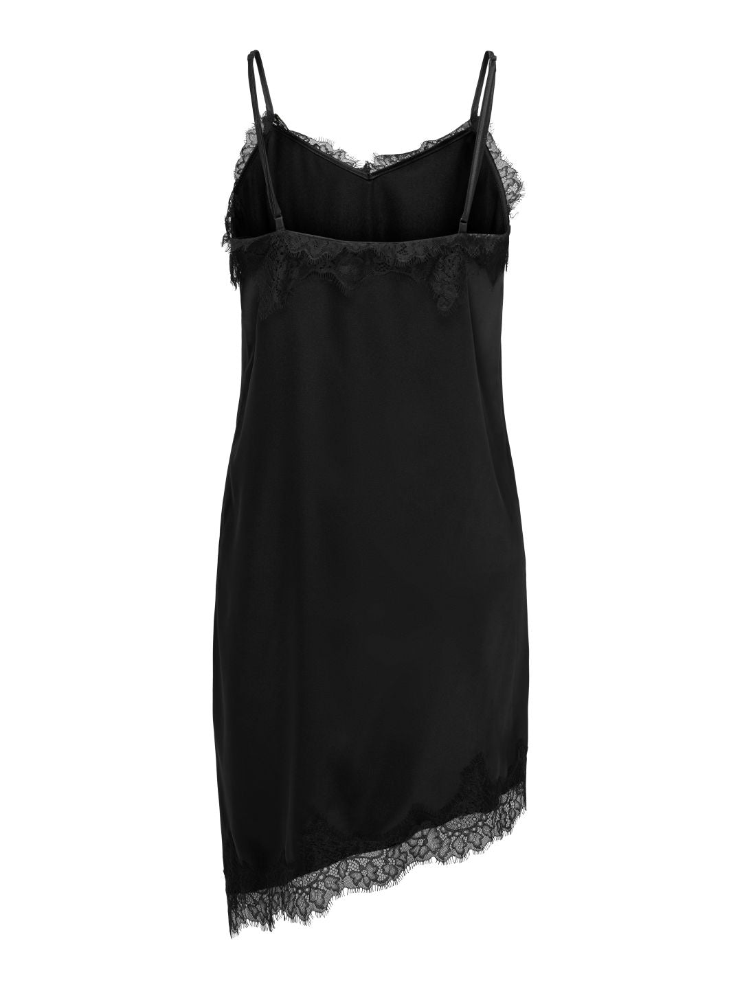 Vestido lencero satinado con encaje