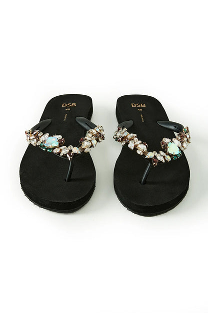 Sandalias flat con strass