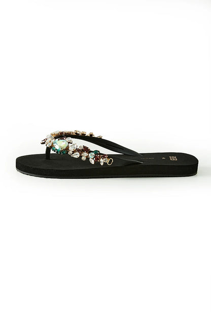 Sandalias flat con strass