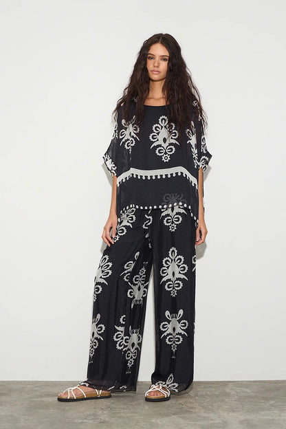 Pantalones estampados con cintura elástica