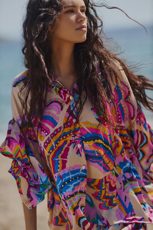 Camisa estampada con lentejuelas