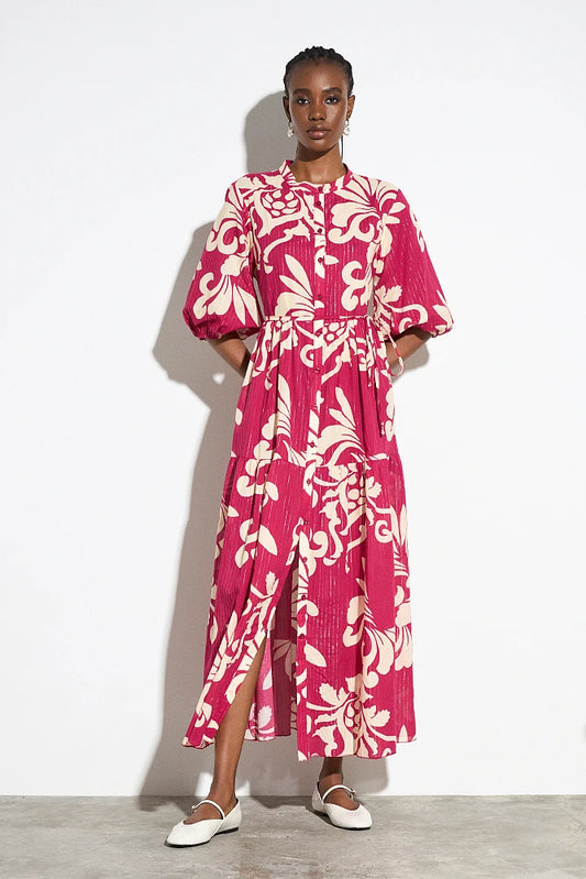 Vestido midi camisero estampado