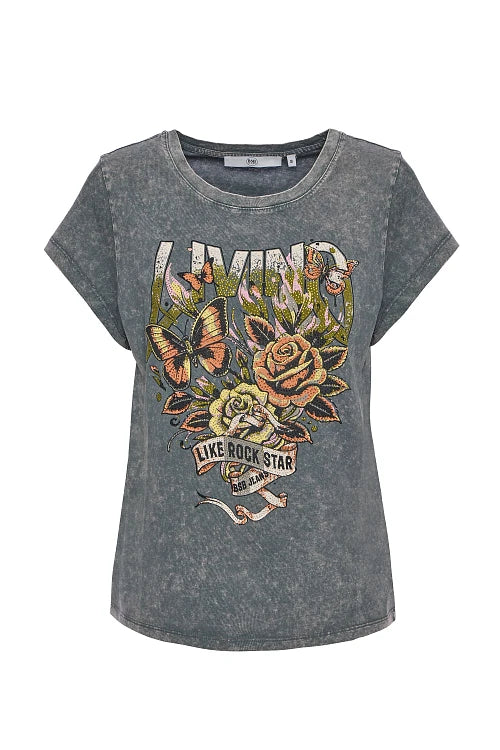 Camiseta efecto lavado con estampado gráfico