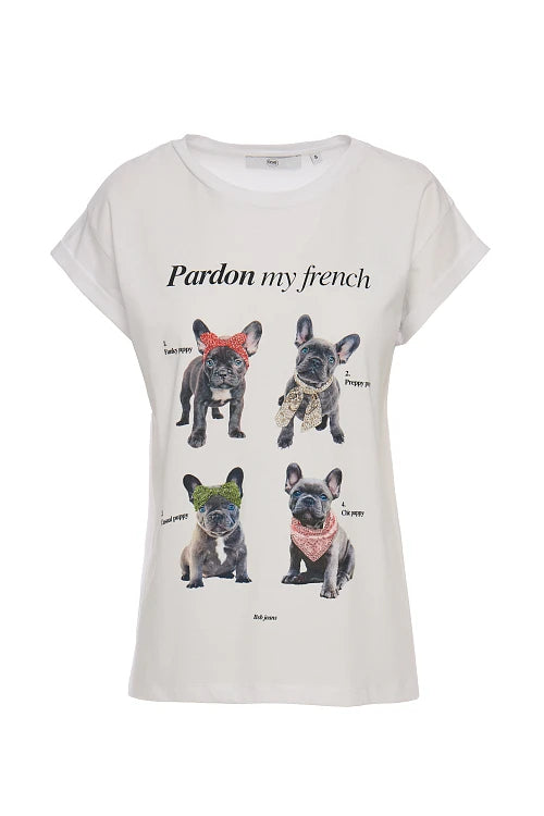 Camiseta blanca con estampado “Pardon my French”