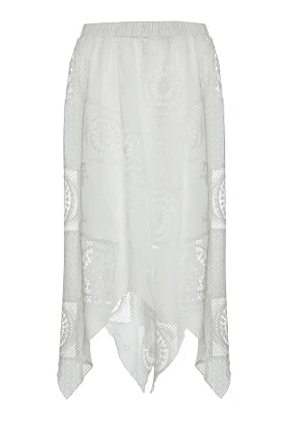 Falda larga boho fluida con bordados
