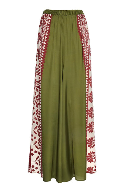 Pantalones wide leg estampado satinado