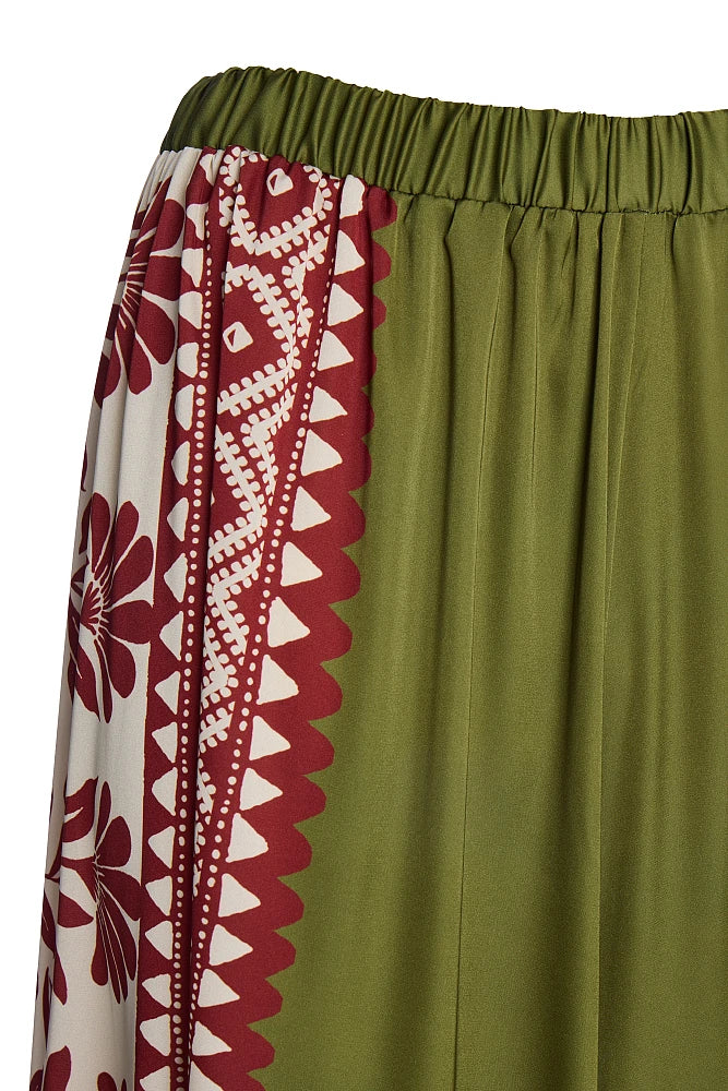 Pantalones wide leg estampado satinado