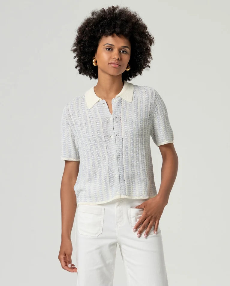 Top de punto calado con cuello polo