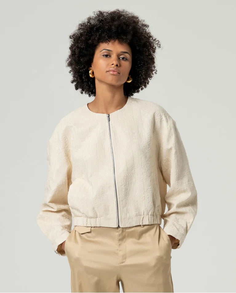 Bomber beige de tejido efecto textura