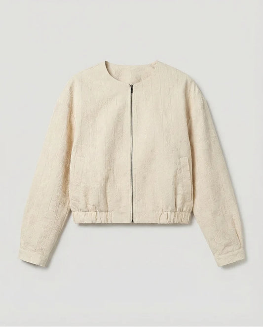 Bomber beige de tejido efecto textura