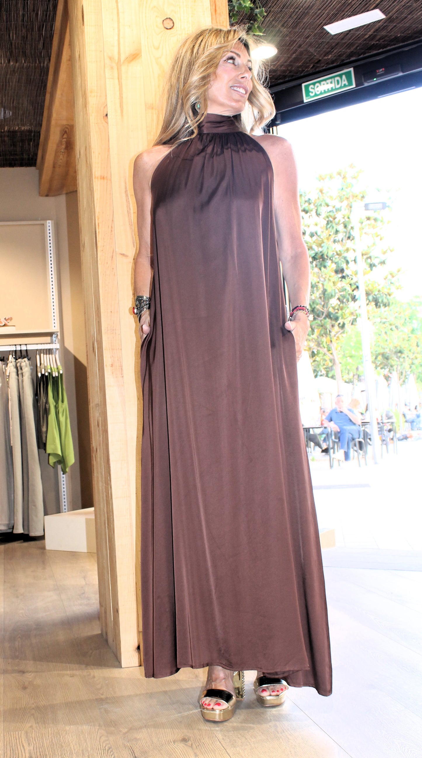 Vestido lencero con lazo