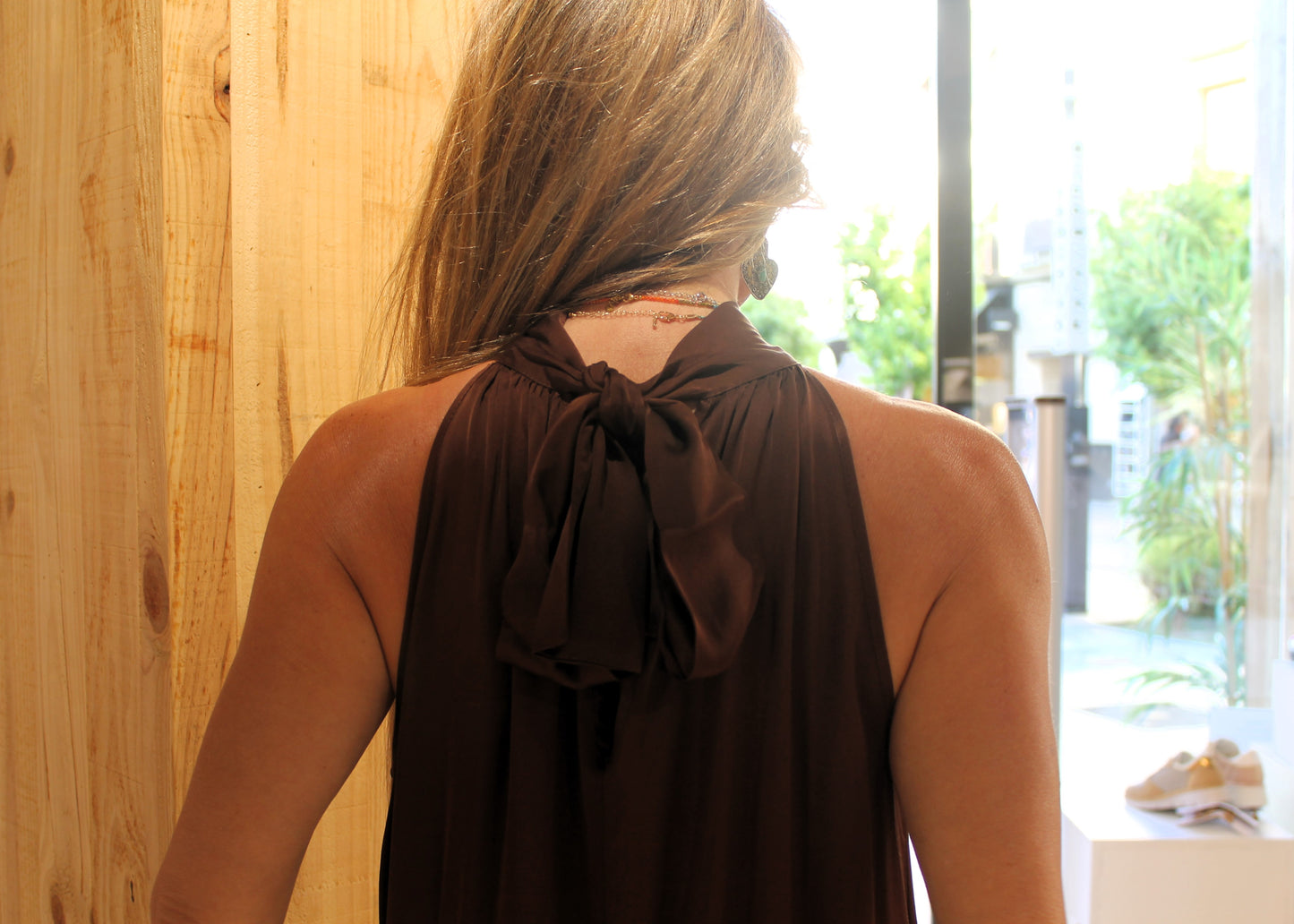 Vestido lencero con lazo