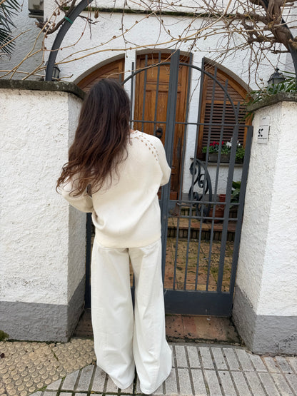 Pantalón wide leg de efecto fluido