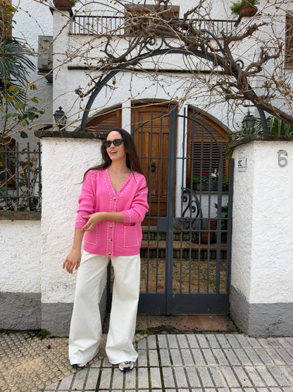 Chaqueta de punto con bordado y botones