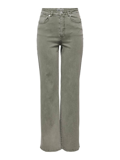 Pantalón verde de tiro alto y corte recto