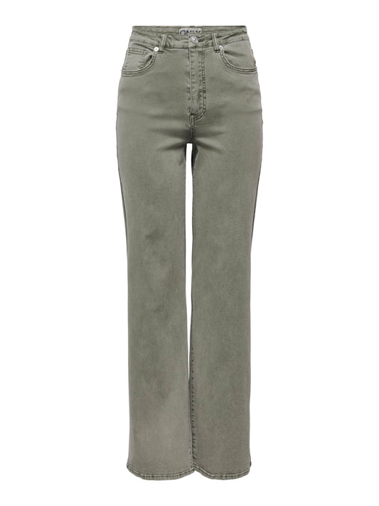 Pantalón verde de tiro alto y corte recto