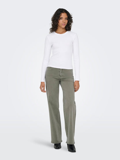 Pantalón verde de tiro alto y corte recto