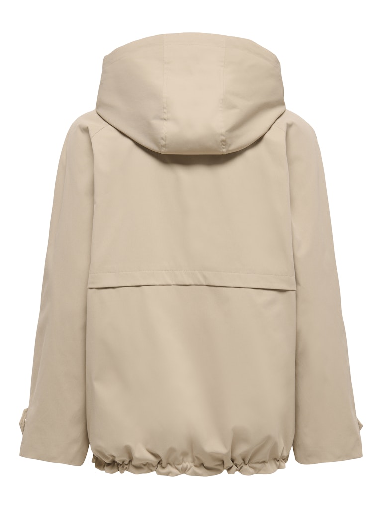 Chaqueta ligera beige con capucha