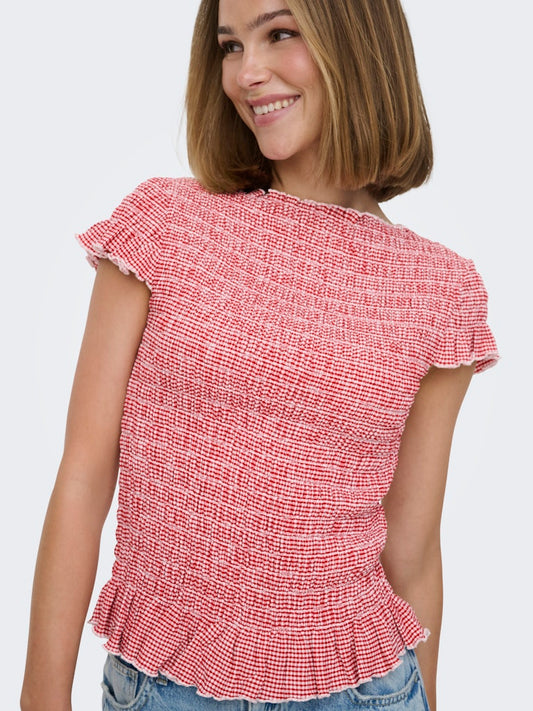 Top fruncido de manga corta