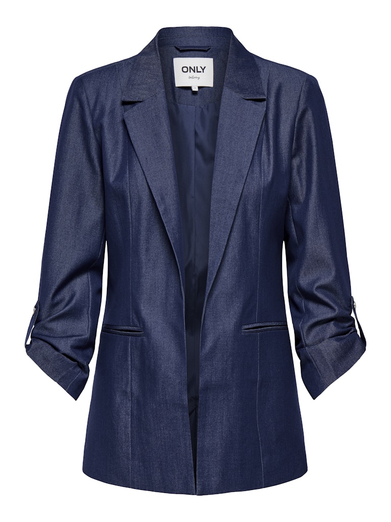 Blazer azul marino con manga 3/4 fruncida