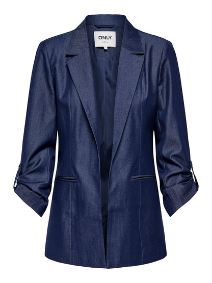 Blazer azul marino con manga 3/4 fruncida