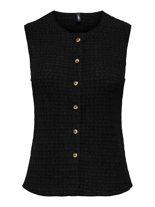 Top sin mangas de botones con textura